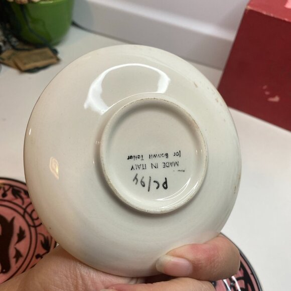 Bonwit Teller Set 5 primitive folk art birds coasters Pink original box Italy - Picture 11 of 14